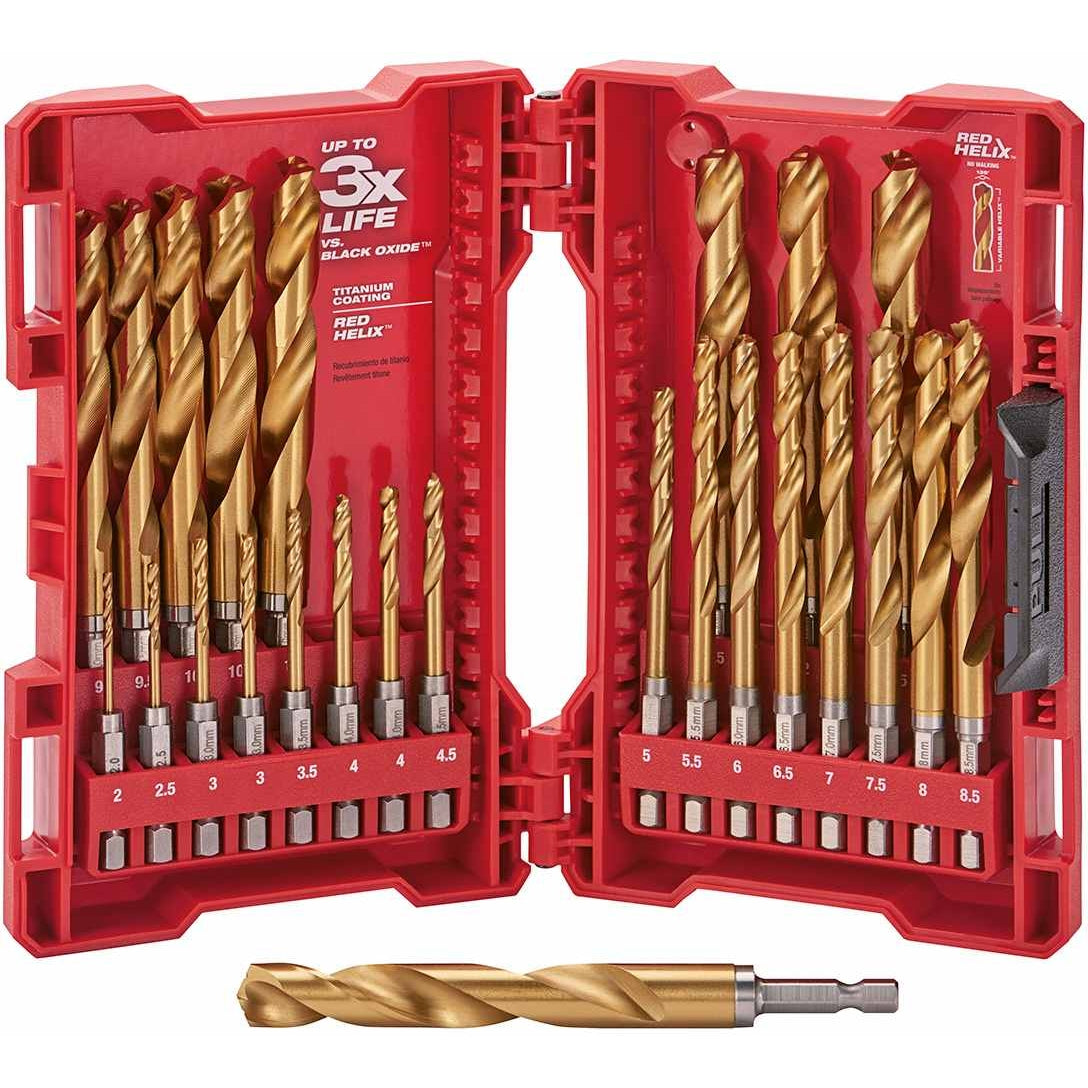 Milwaukee 48-89-4861 Shockwave Red Helix Titanium Metric Set, 25