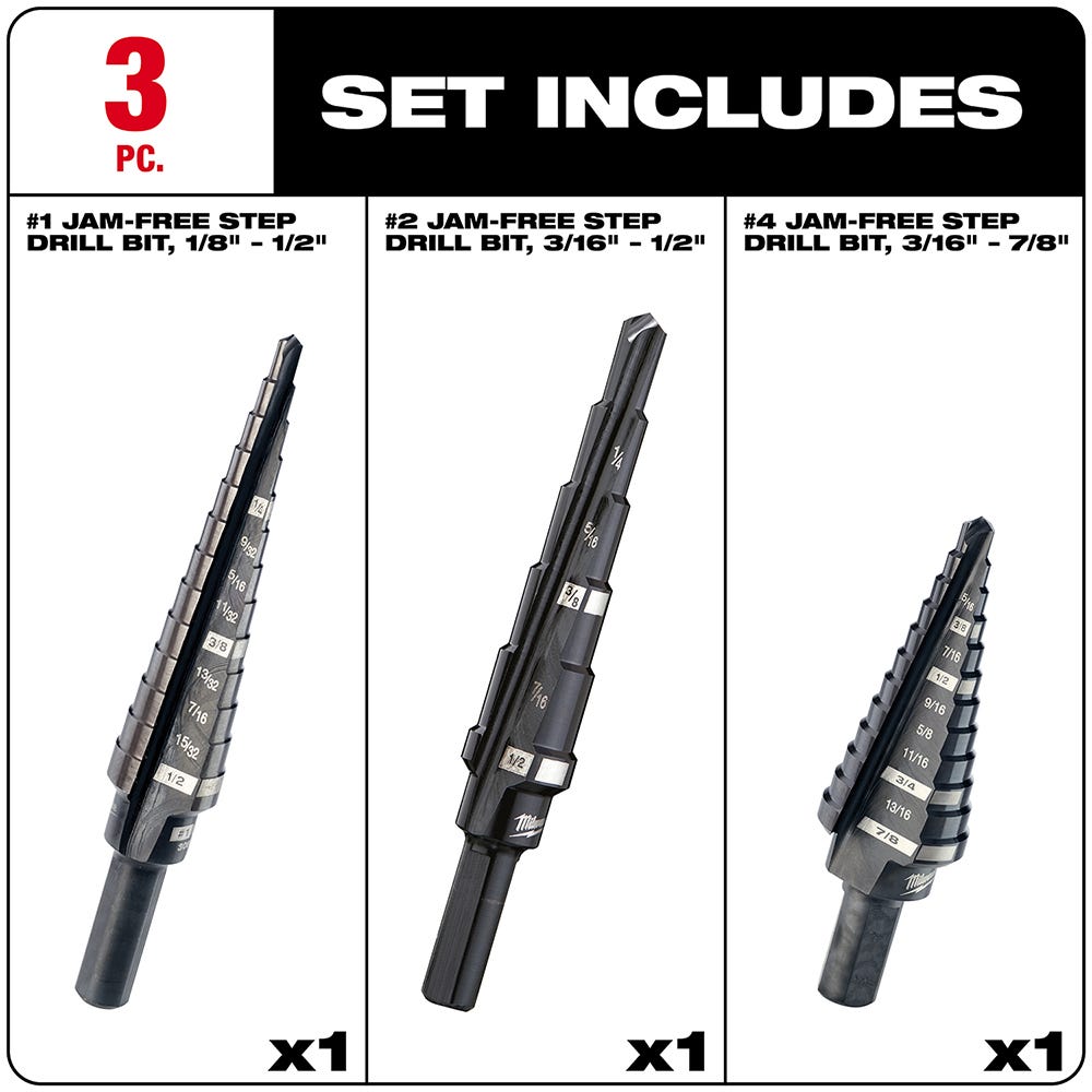 Milwaukee 48-89-9221 3-Piece Step Drill Bit Set