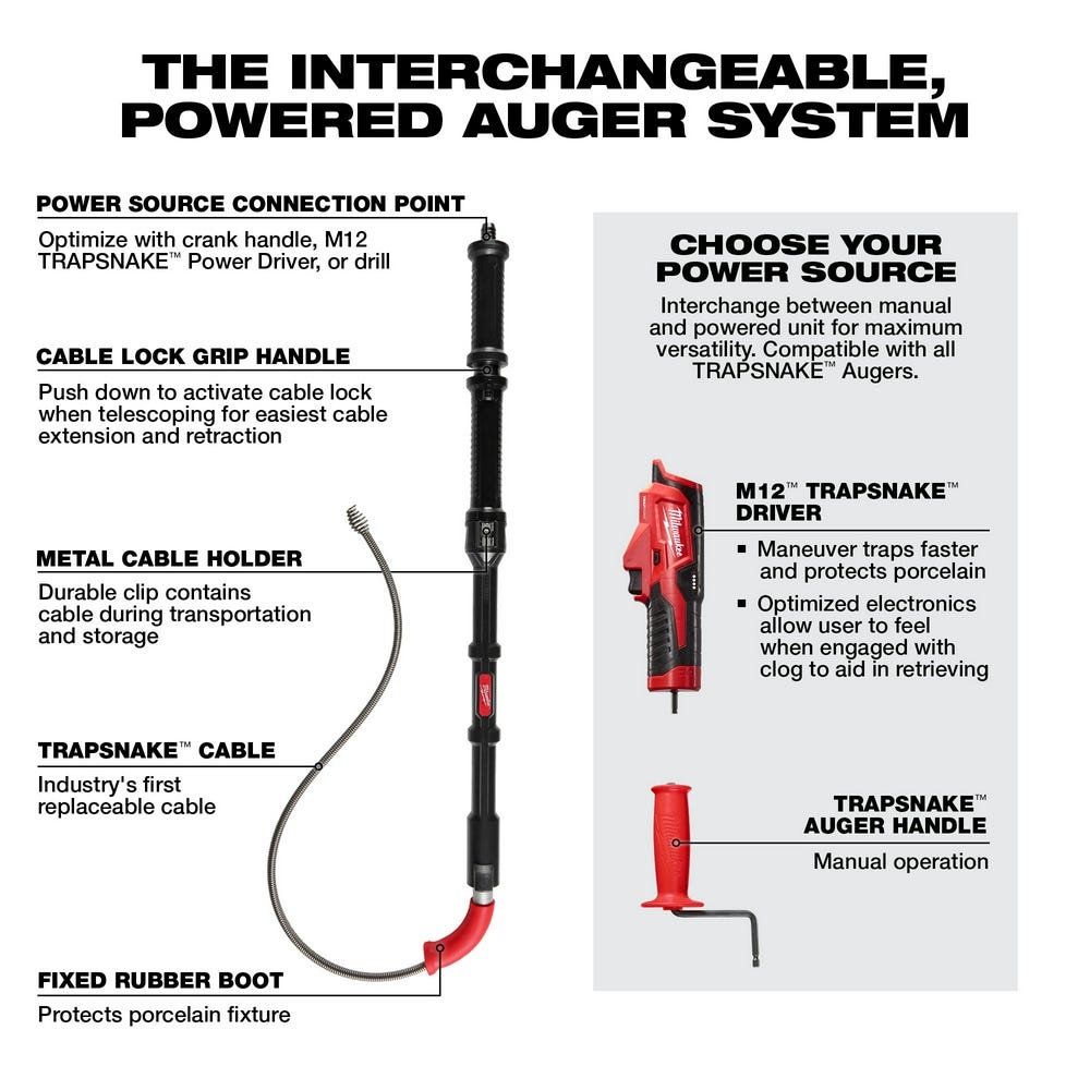 Milwaukee 49-16-3576 TRAPSNAKE 6' Toilet Auger
