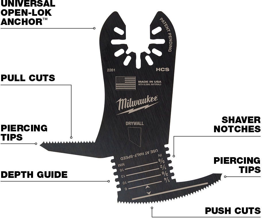 Milwaukee 49-25-2281 Open-Lok 5-In-1 Drywall Blade, 1-Pack
