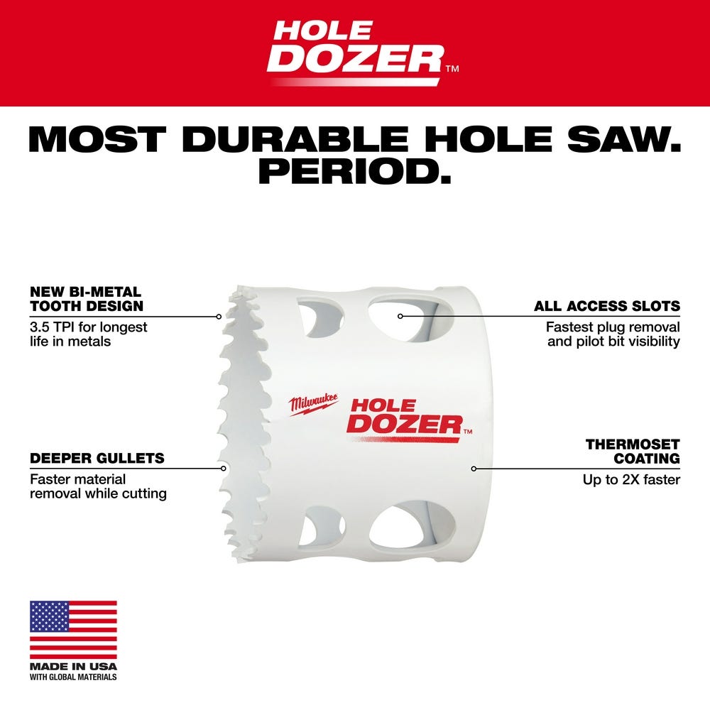 Milwaukee 49-56-0187 3-3/8-Inch Hole Dozer Bi-Metal Hole Saw