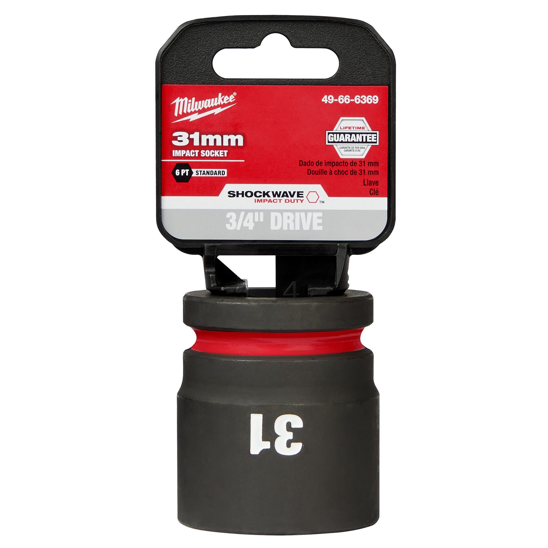 Milwaukee 49-66-6369 SHOCKWAVE Impact Duty 3/4-Inch Drive 31MM Standard 6 Point Socket