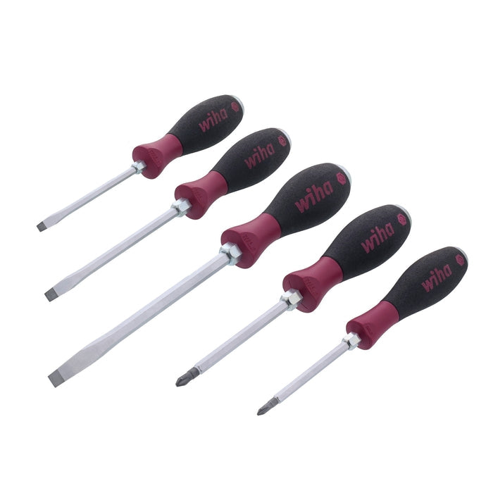 Wiha 53075 5-Piece SoftFinish X Heavy Duty Slotted and Phillips Screwdriver Set