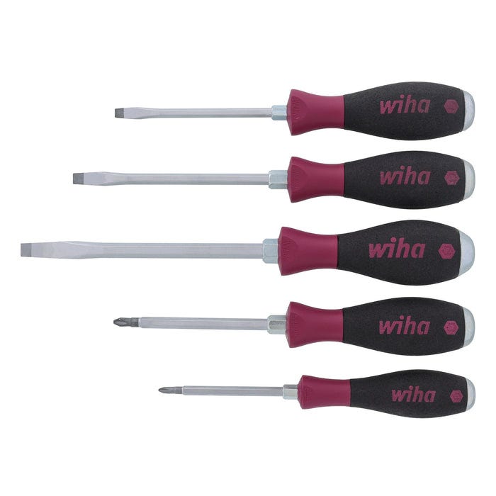 Wiha 53075 5-Piece SoftFinish X Heavy Duty Slotted and Phillips Screwdriver Set