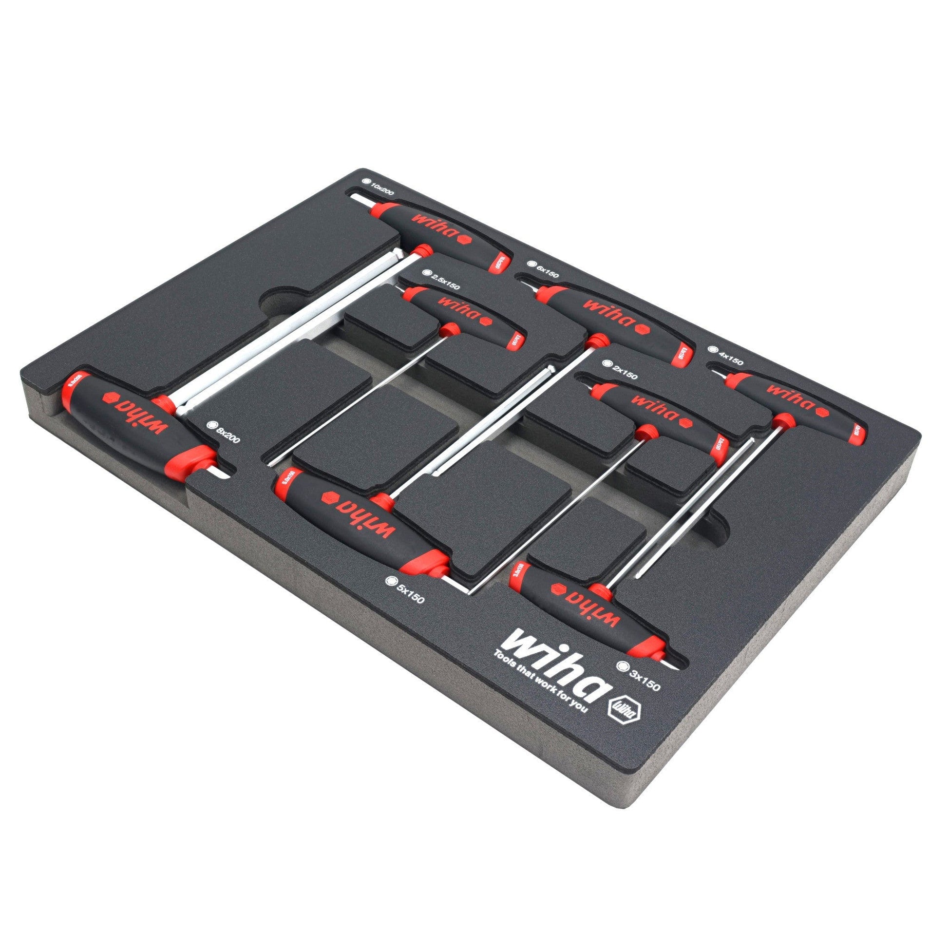Wiha 54079 8-Piece SoftGrip Dual Drive Hex Metric T-Handle Tray Set