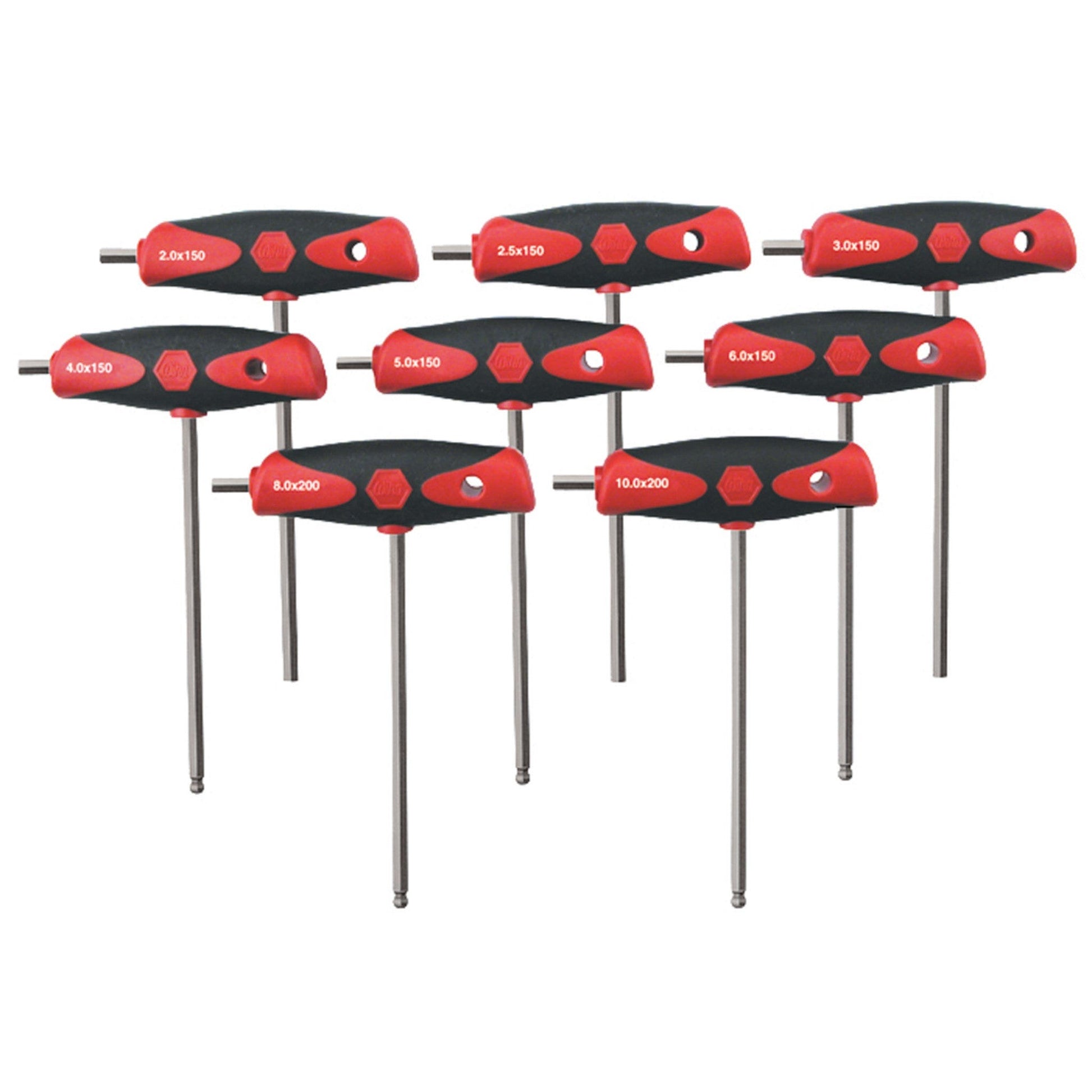 Wiha 54079 8-Piece SoftGrip Dual Drive Hex Metric T-Handle Tray Set