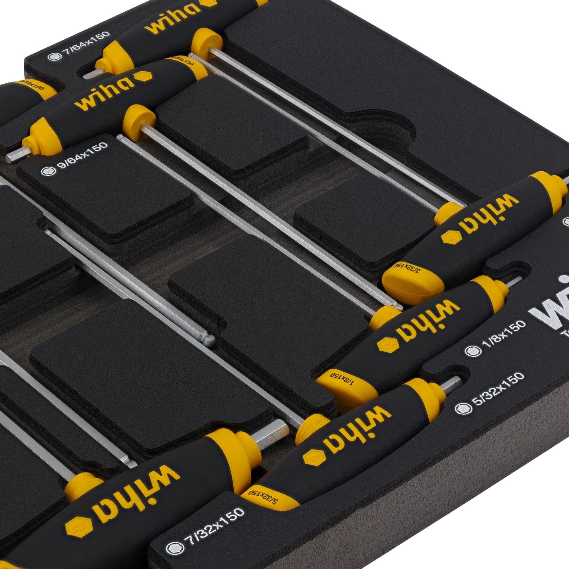 Wiha 54081 10-Piece SoftGrip Dual Drive Hex SAE T-Handle Tray Set