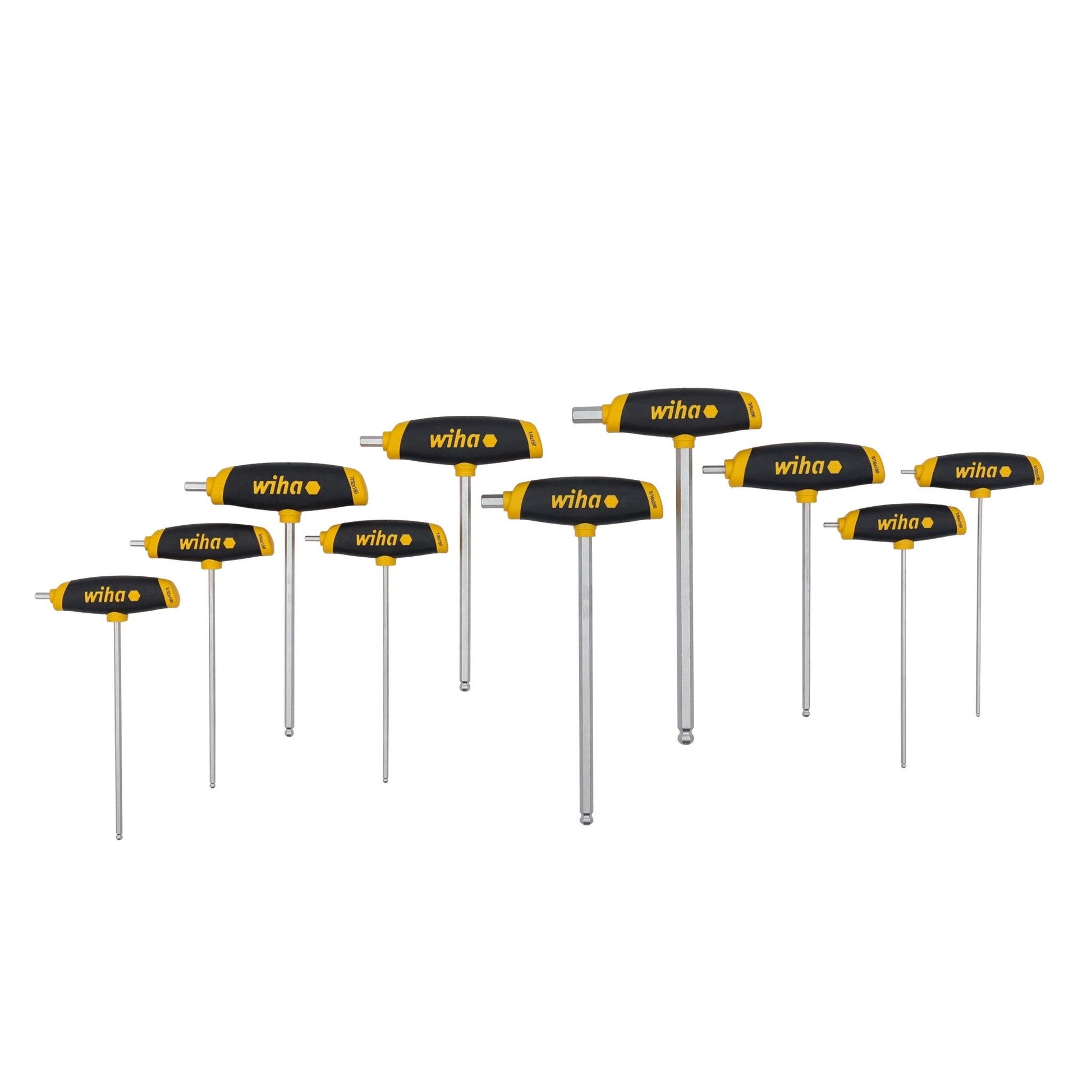 Wiha 54081 10-Piece SoftGrip Dual Drive Hex SAE T-Handle Tray Set