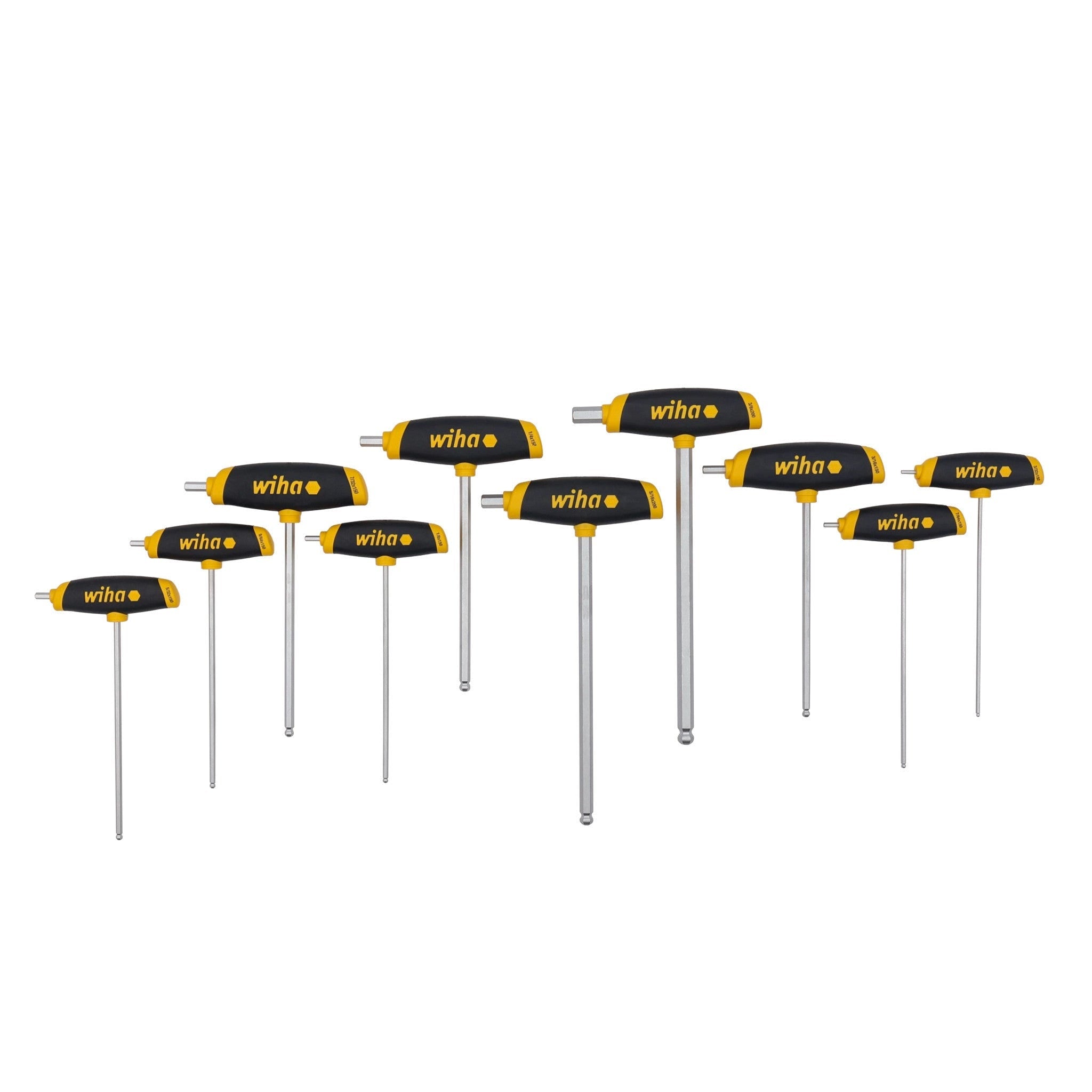 Wiha 54081 10-Piece SoftGrip Dual Drive Hex SAE T-Handle Tray Set