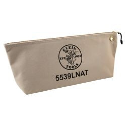 Klein Tools 5539LNAT Zipper Bag, Large Canvas Tool Pouch, 18-Inch, Natural