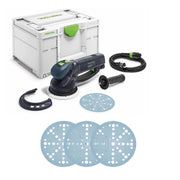 Festool RO 150 150mm (6") FEQ Rotex Sander w/ Systainer3 with Granat, 80 Grit (10 Pack), 40-320 Grit, (10-Pack), and Granat, 180 Grit (10 Pack) for 150 mm (6") Sanders