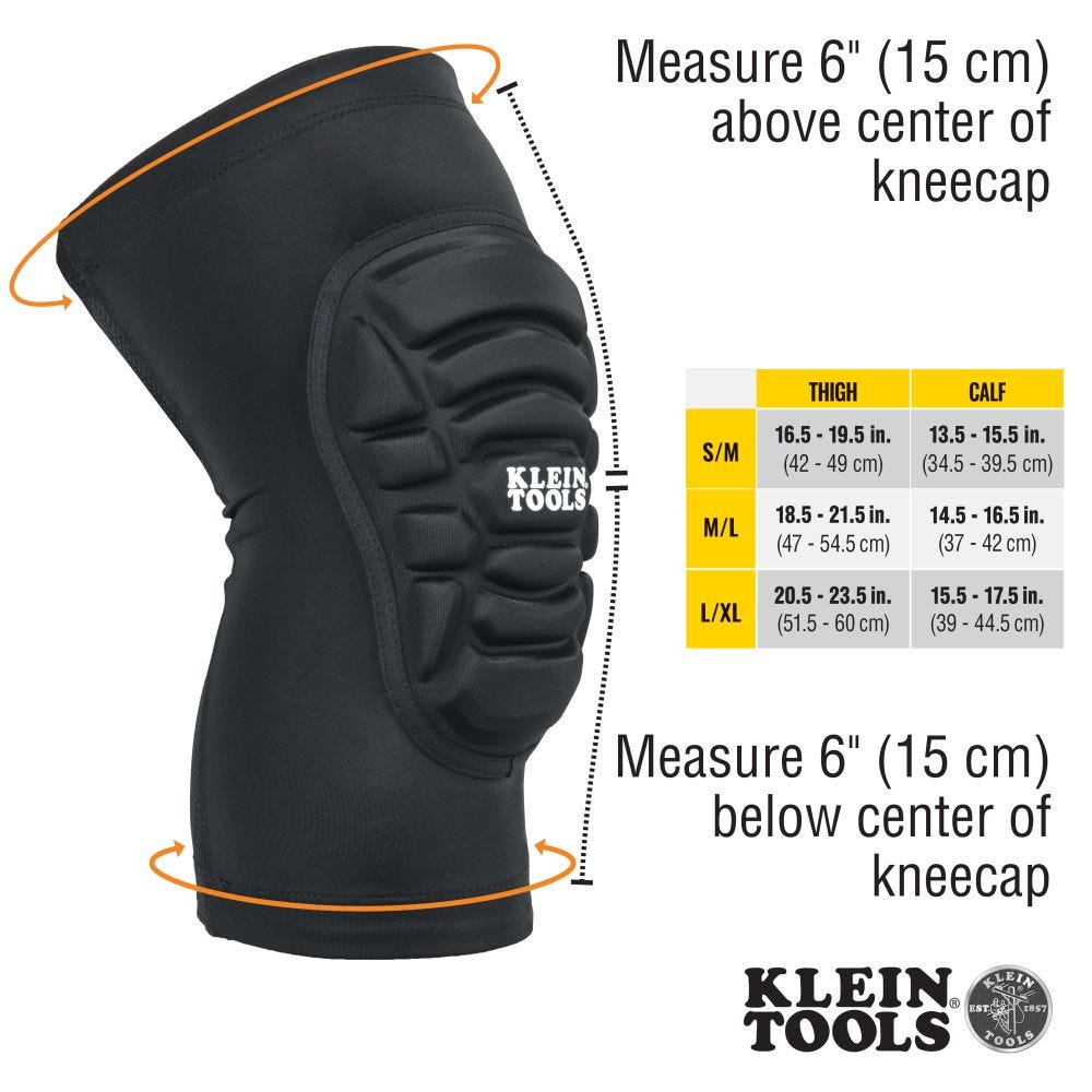 Klein Tools 60614 Lightweight Knee Pad Sleeves, S/M
