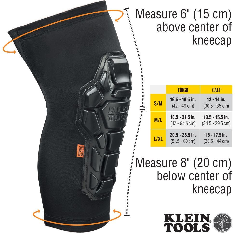 Klein Tools 60615 Heavy Duty Knee Pad Sleeves, S/M