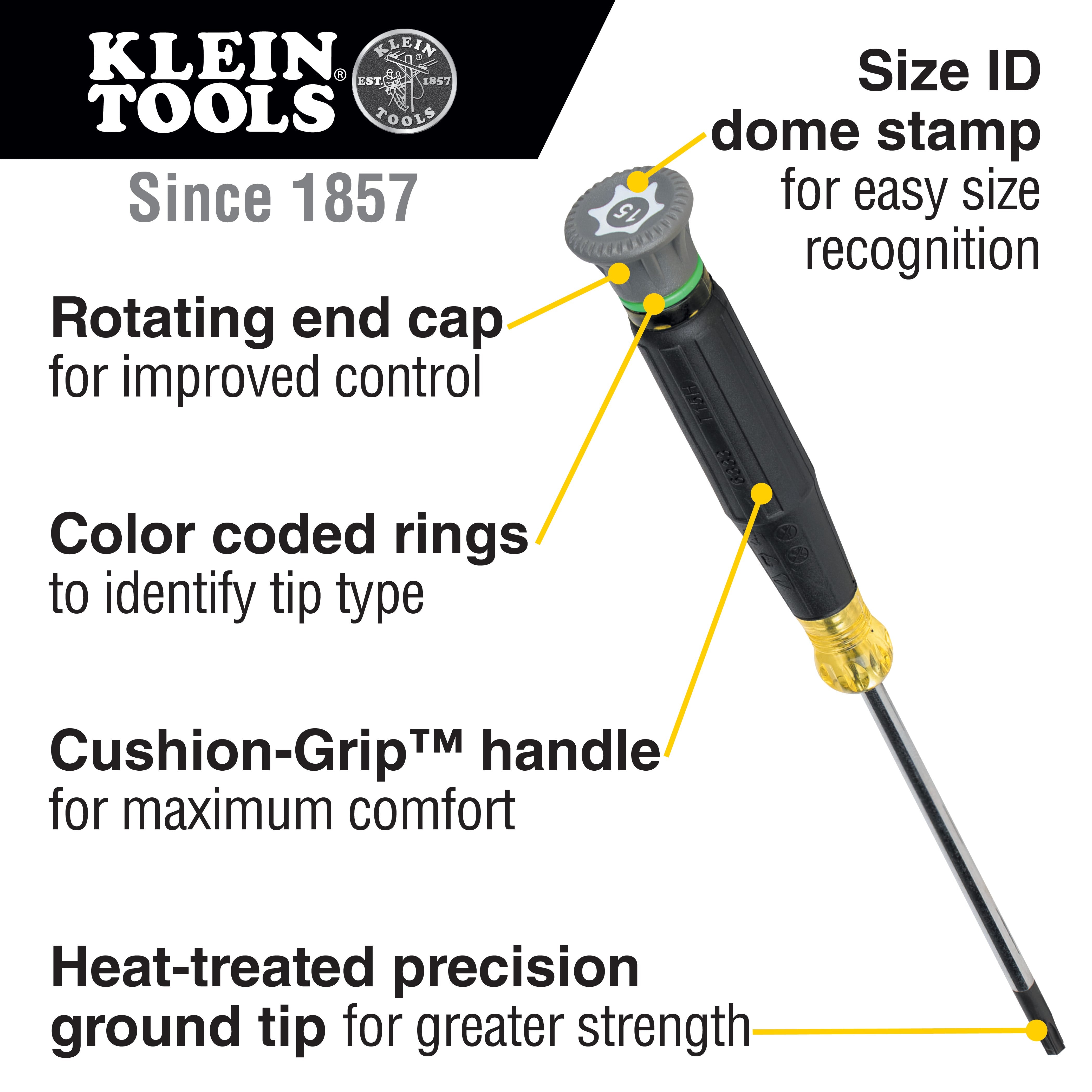 Klein Tools 6333 T15H TORX Precision Screwdriver, 3-Inch Shank