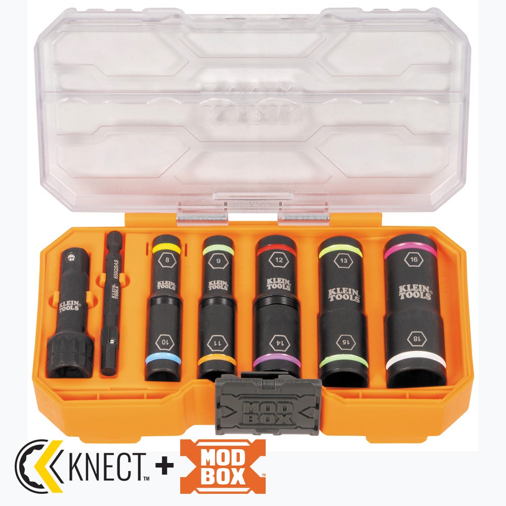Klein Tools 65619 KNECT Flip-10 8-Piece Heavy Duty Flip Impact