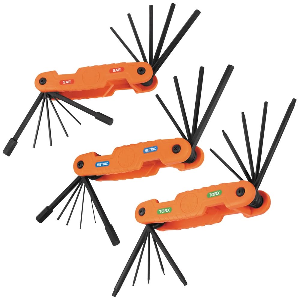 Klein Tools 70553 3-Piece Pro Folding Hex Key Set, 31-Key, SAE