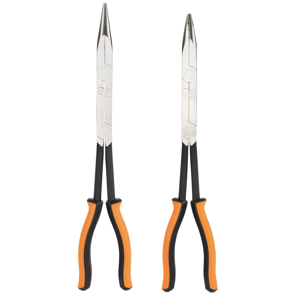 Klein Tools 71402 2-Piece Long Reach Needle Nose and Bent Nose Pliers Set, 13 in.