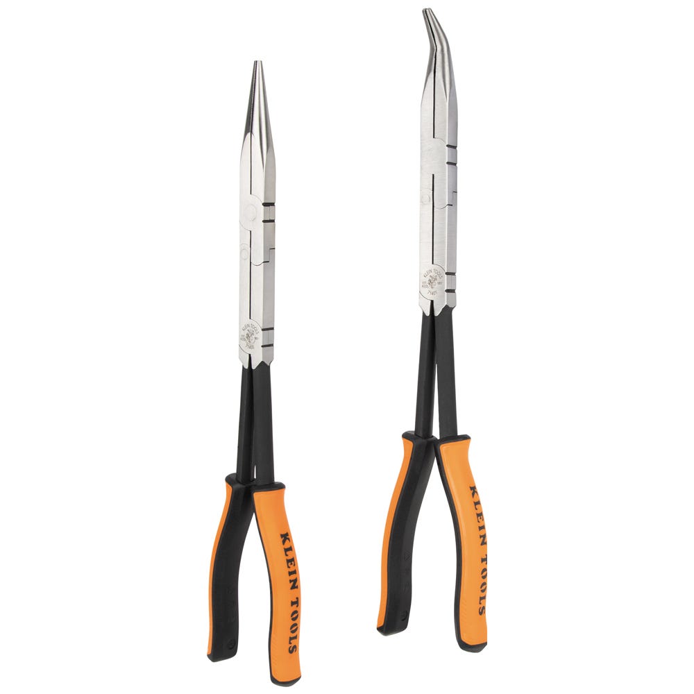 Klein Tools 71402 2-Piece Long Reach Needle Nose and Bent Nose Pliers Set, 13 in.