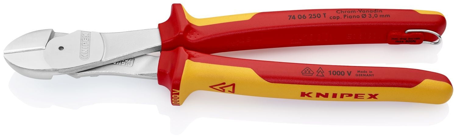 Knipex 74 06 250 T High Leverage Diagonal Cutters-1000V Insulated-Tethered Attachment