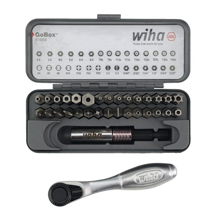 Wiha 74958 32-Piece GoBox Security Bit Set w/ Mini Ratchet