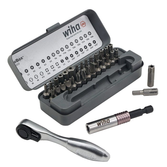 Wiha 74958 32-Piece GoBox Security Bit Set w/ Mini Ratchet