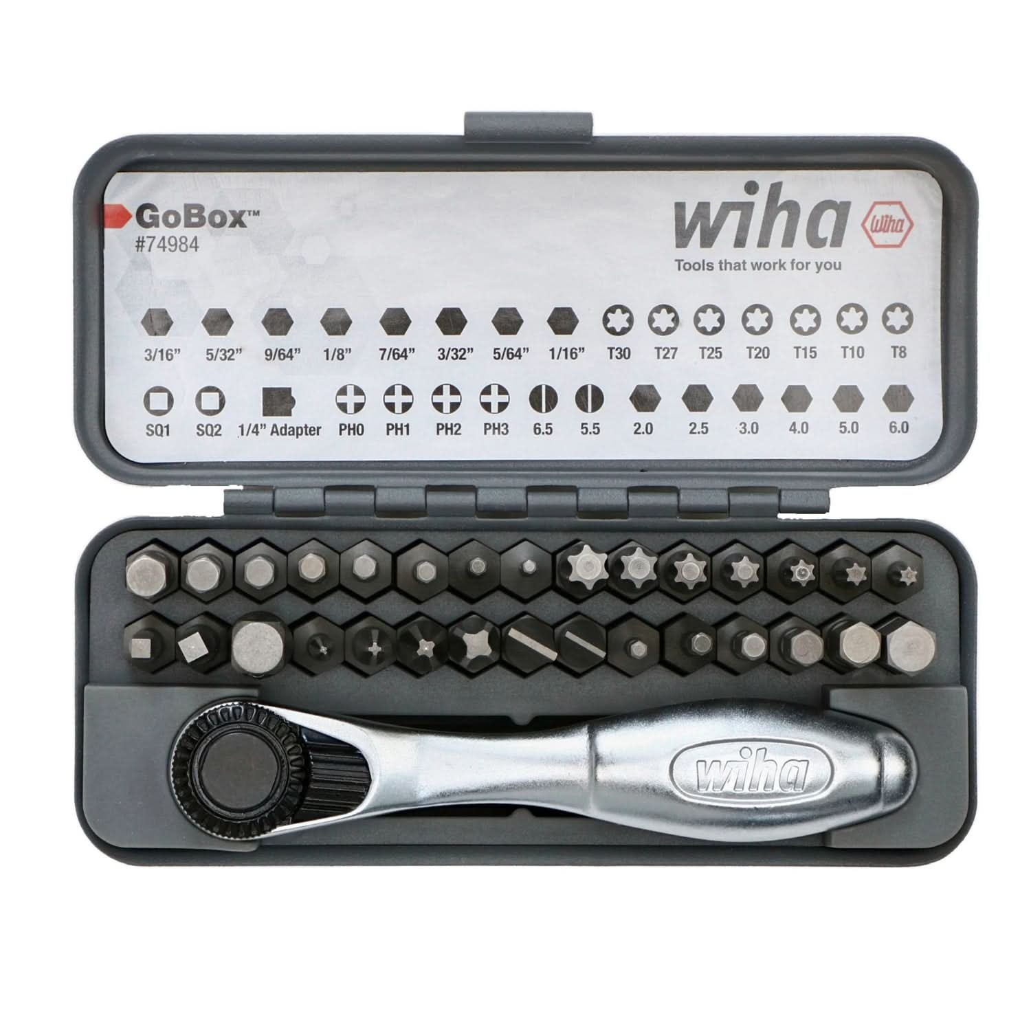 Wiha 74984 32-Piece GoBox Standard Bit Set w/ Mini Ratchet – Tool Nut