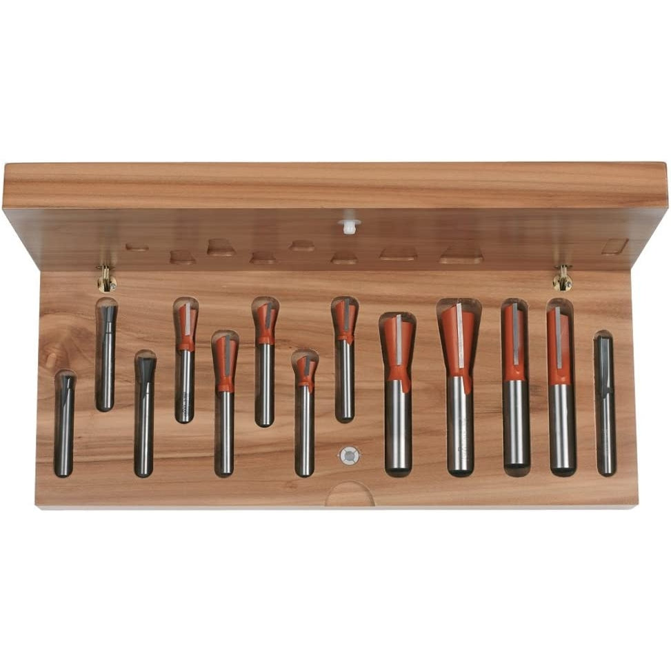 CMT Woodworking Cutting Tools 800.519.11 13-Piece Dovetail & Straight Router Bit Set, 1/4" & 1/2" Shank