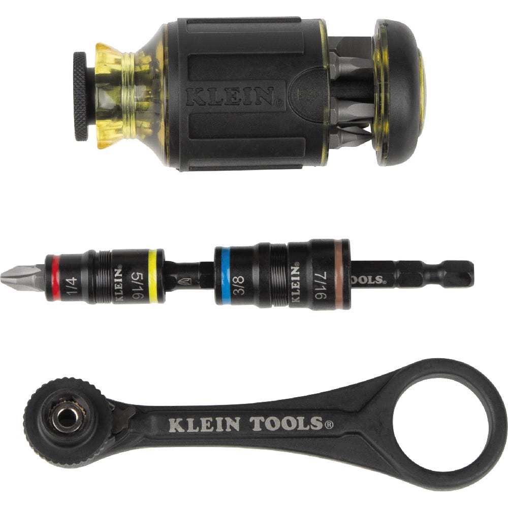 Klein Tools 85515HD 3-Piece Flip Socket, Mini Ratchet and Multi-Bit Driver Set