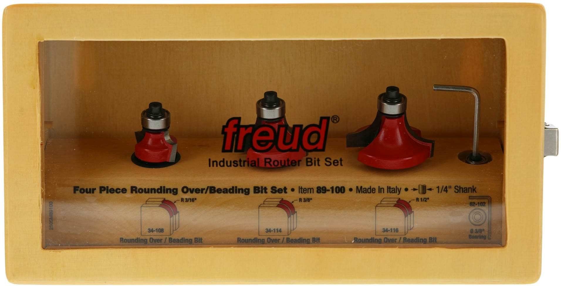 Freud 89-100 3 Piece Round Over/Beading Router Bit Sets (1/4-Inch Shank)