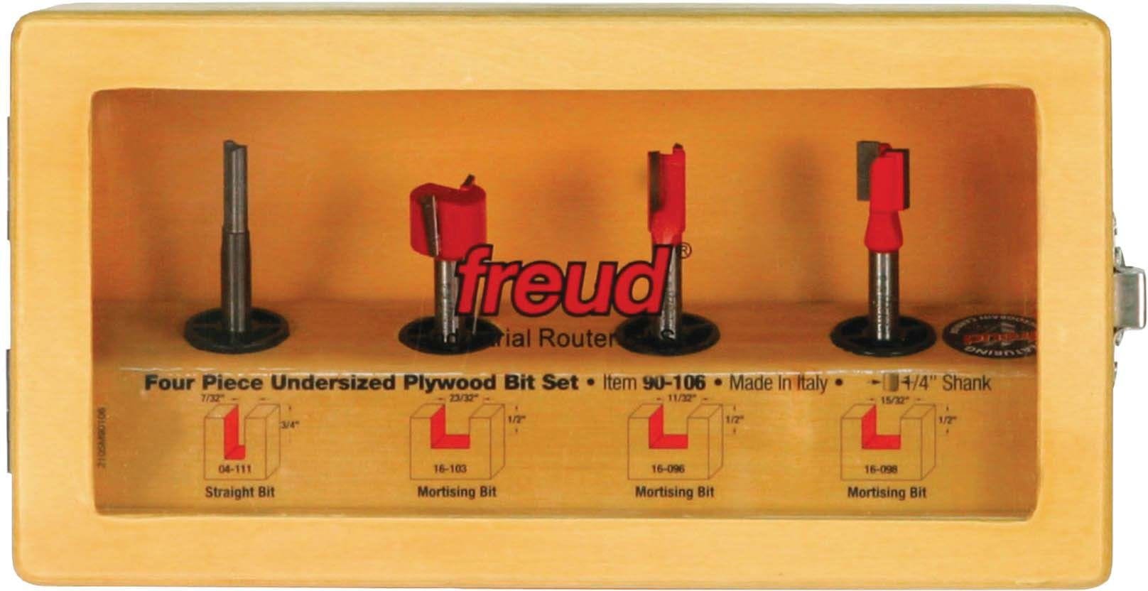 Freud 90-106 4 Piece Undersized Plywood Router Bit Set (1/4-Inch Shank)