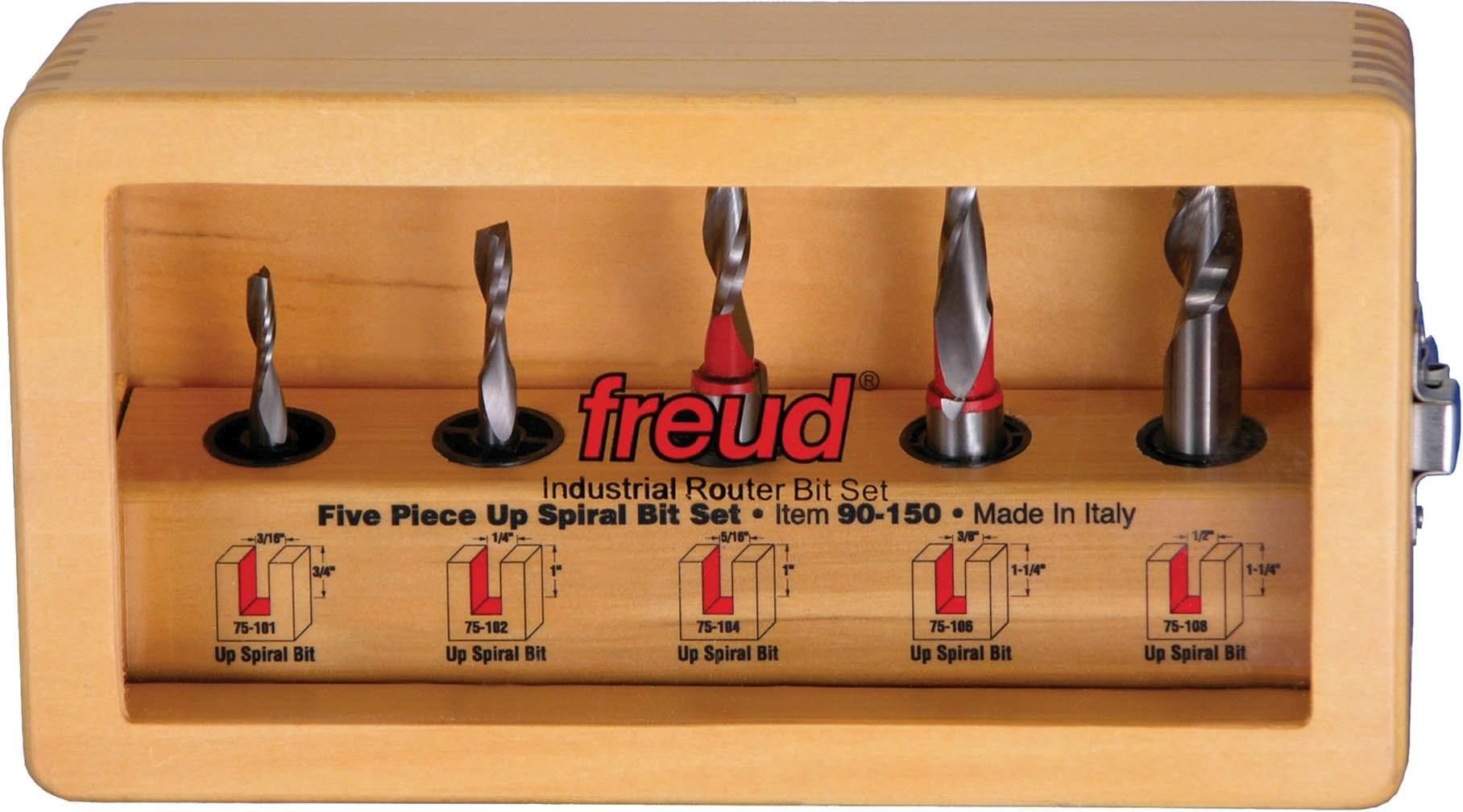 Freud 90-150 5 Piece Up Spiral Router Bit Set