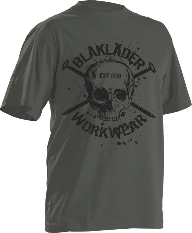Blaklader 90241042 Navy Skulll T-Shirt, Antique Moss