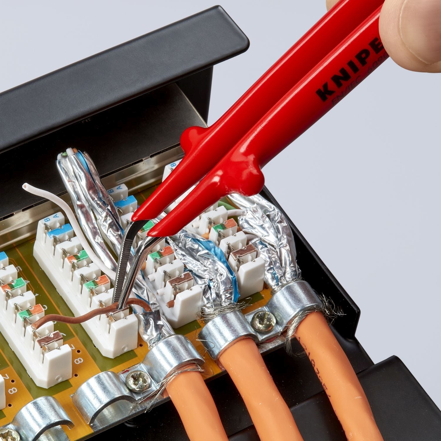 Knipex 92 37 64 Stainless Steel GrippingTweezers-30°Angled-1000V Insulated