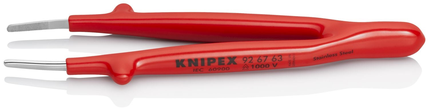 Knipex 92 67 63 Stainless Steel Gripping Tweezers Blunt Tips-1000V Insulated