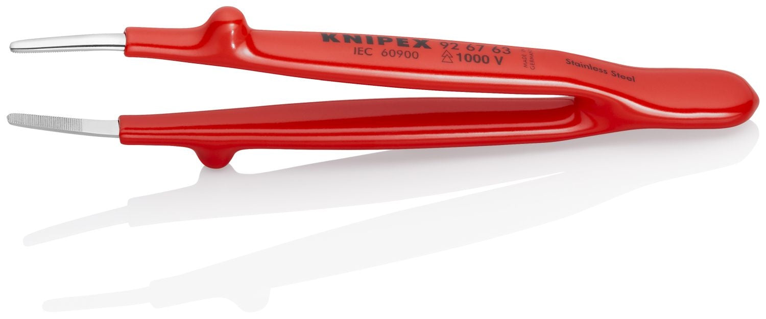 Knipex 92 67 63 Stainless Steel Gripping Tweezers Blunt Tips-1000V Insulated