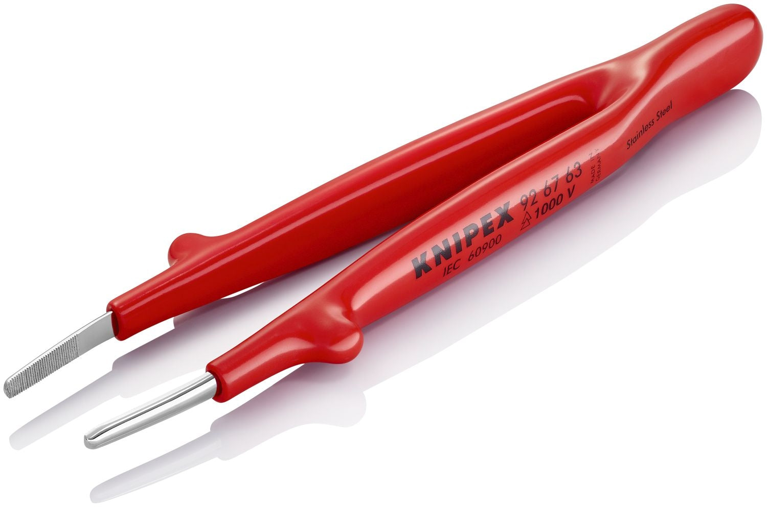 Knipex 92 67 63 Stainless Steel Gripping Tweezers Blunt Tips-1000V Insulated