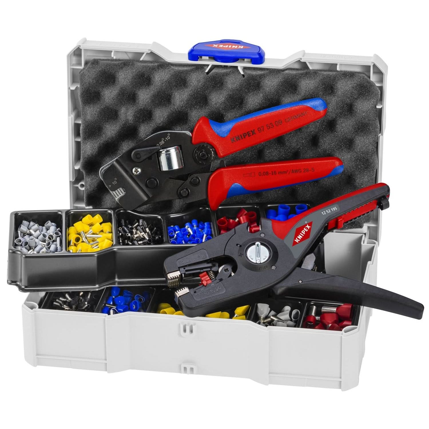 Knipex Crimp Assortment Set – 0.5–6mm², Includes PreciForce Crimping Pliers For End Sleeves, TANOS Mini-Systainer Case – Professional Grade