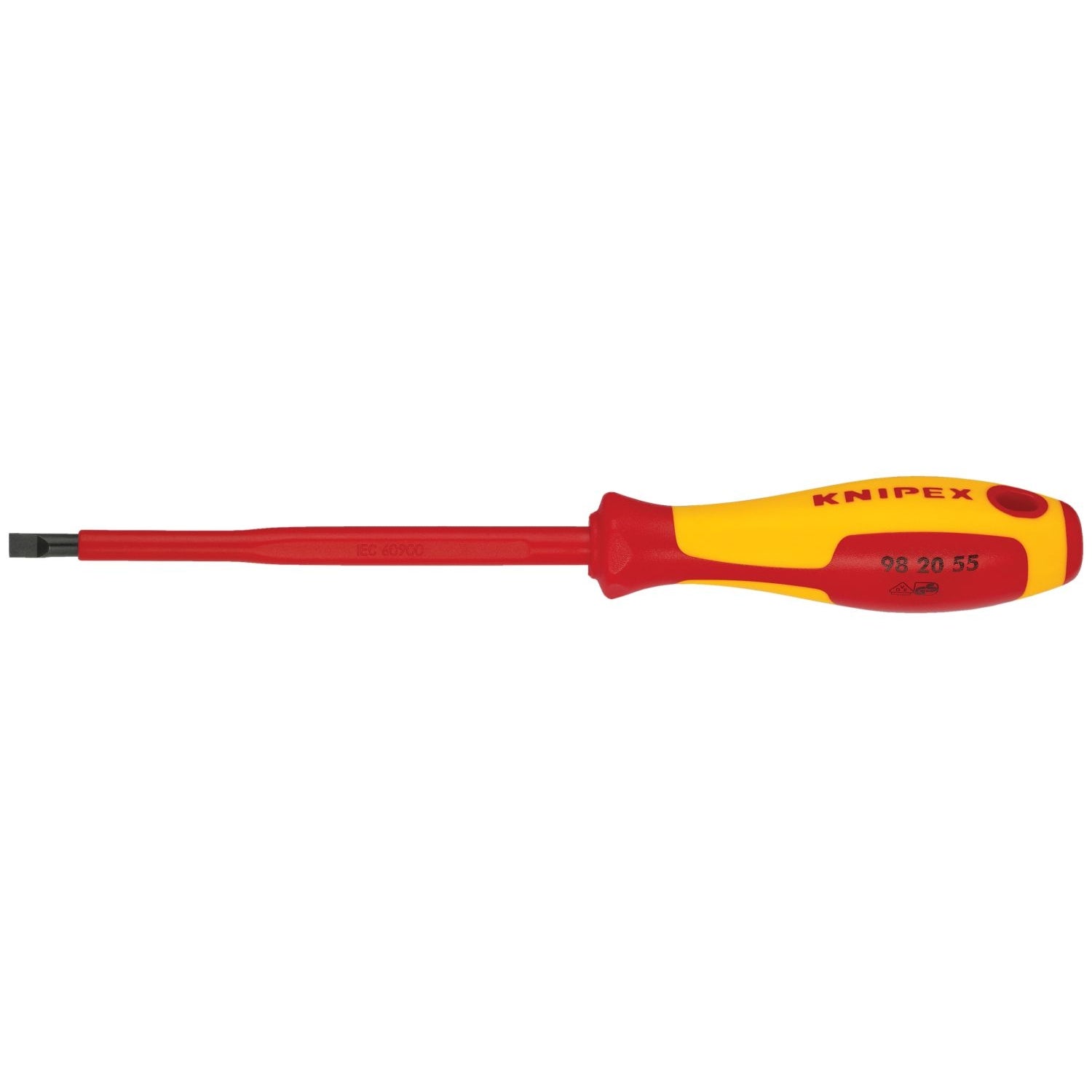 Knipex 98 20 55 Slotted Screwdriver, 5"-1000V Insulated, 7/32" tip