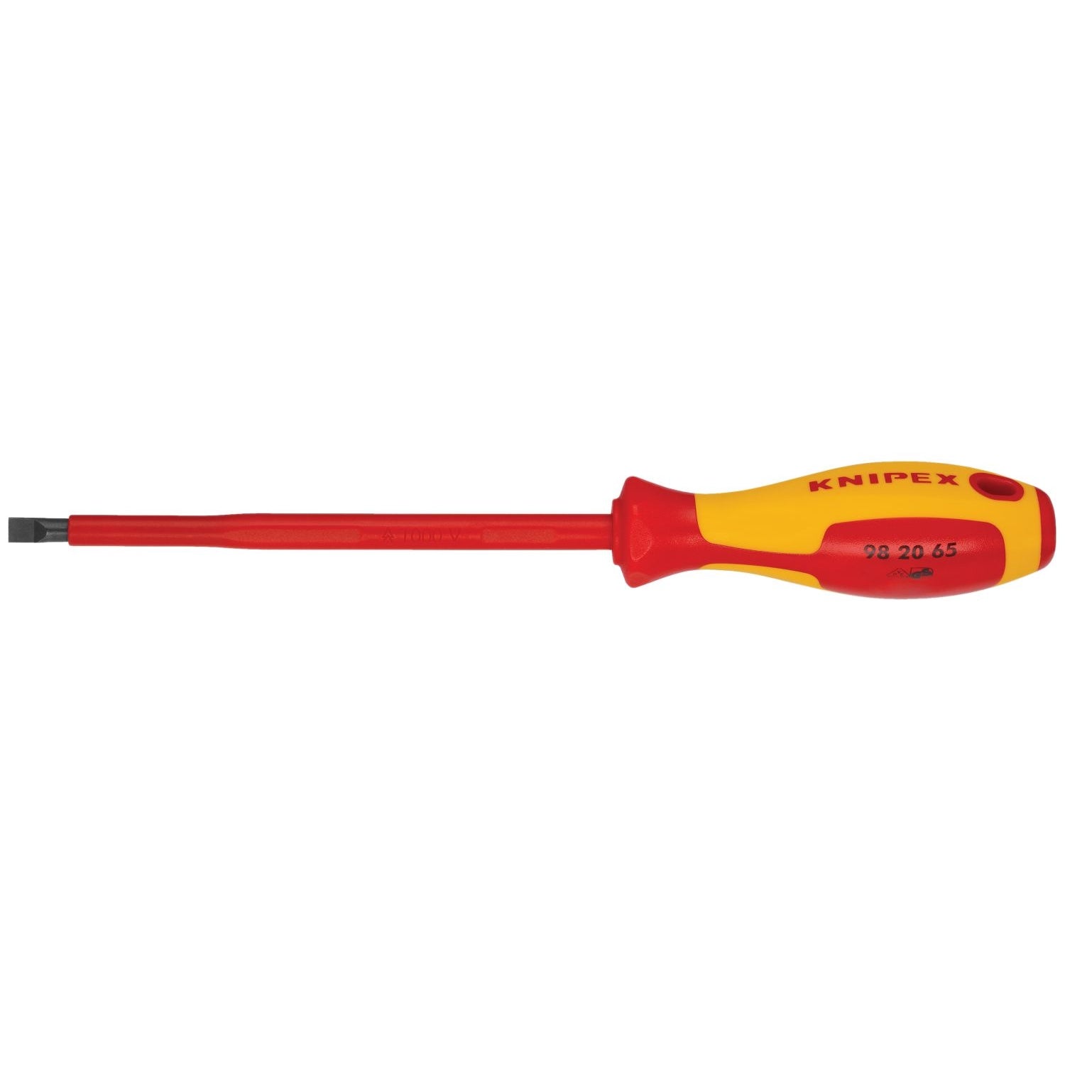 Knipex 98 20 65 Slotted Screwdriver, 6"-1000V Insulated, 1/4" tip