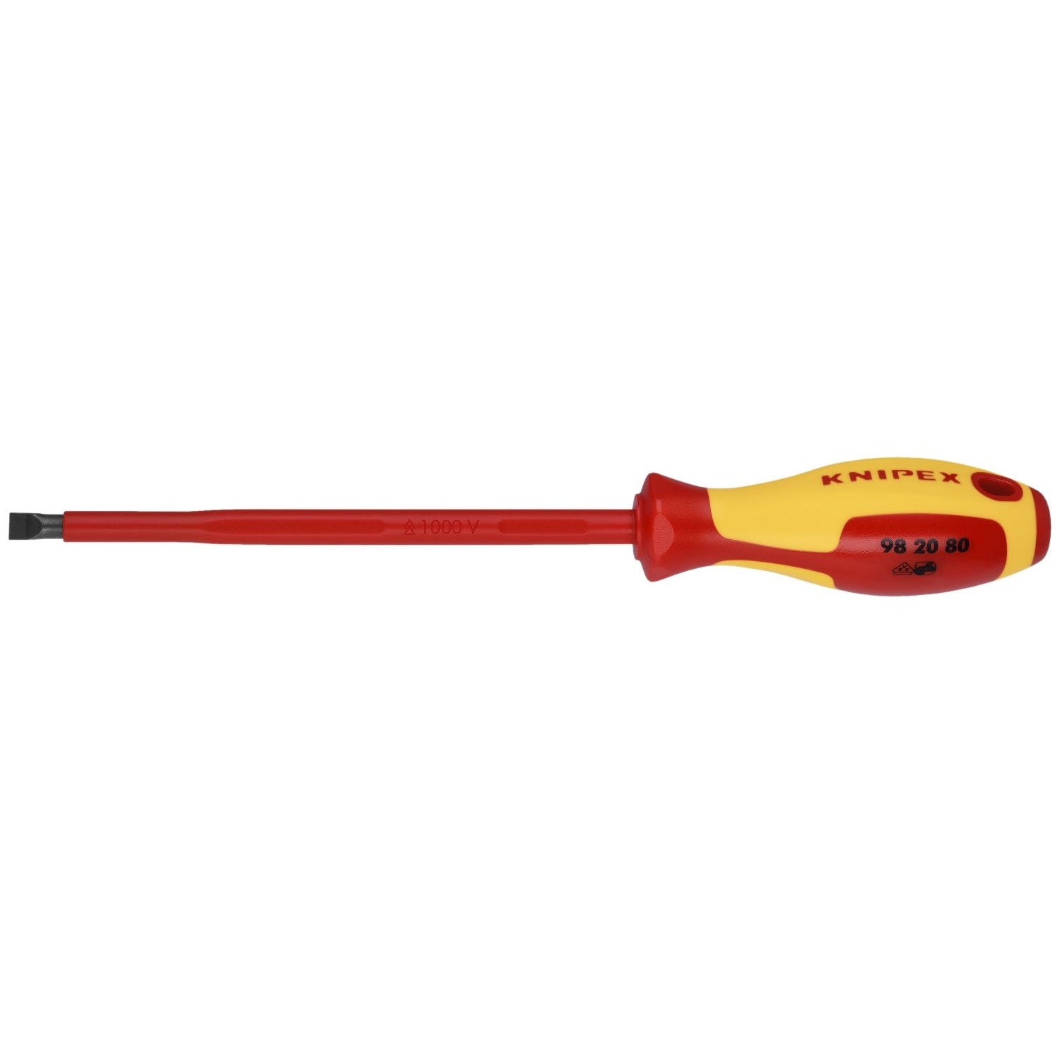 Knipex 98 20 80 Slotted Screwdriver, 7"-1000V Insulated, 5/16" tip