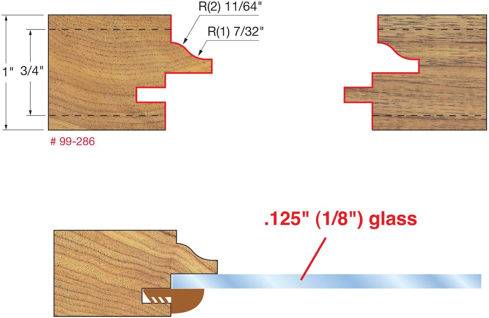 Freud 99-286 2-Inch Glass Panel Cabinet Door Router Bit Set