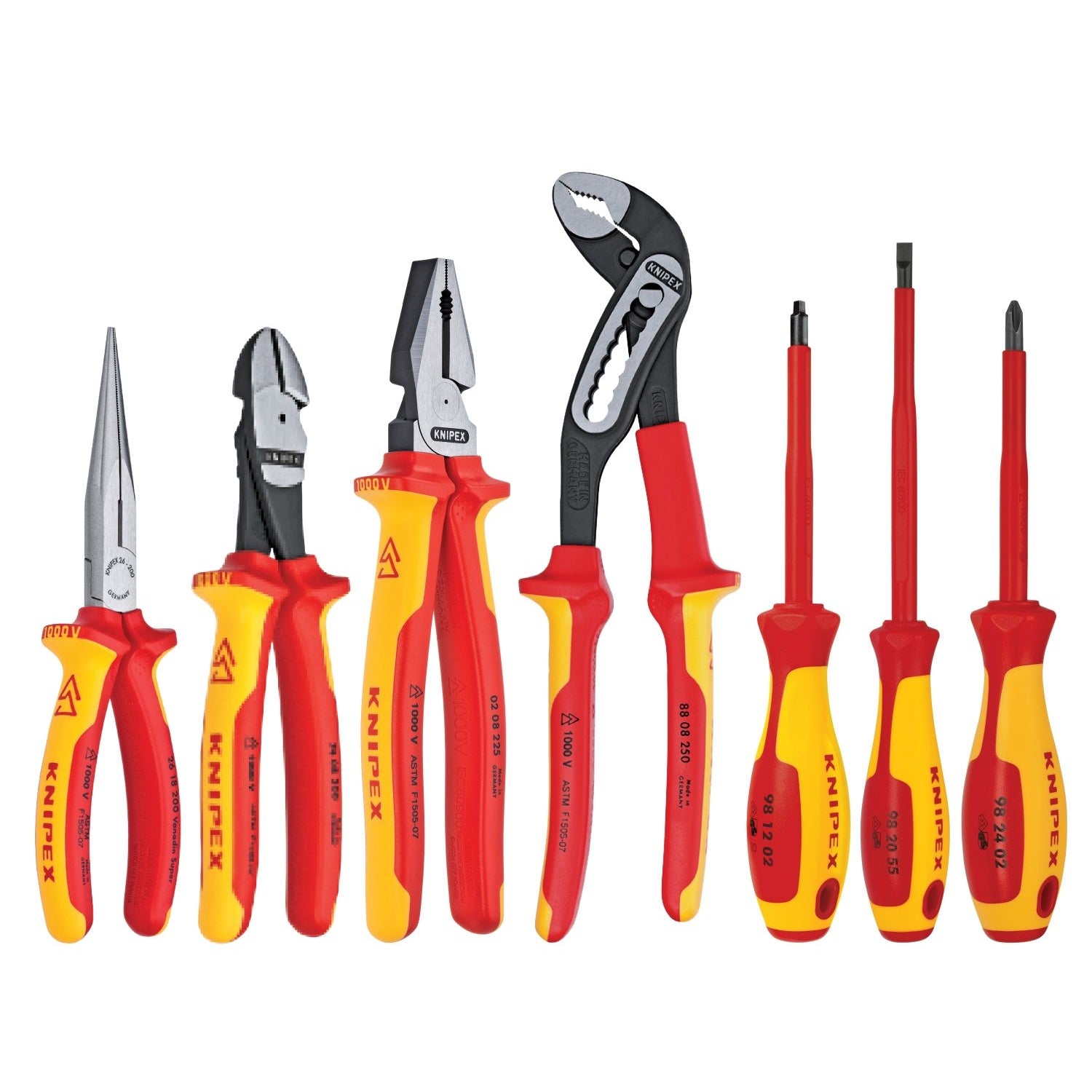 Knipex 9K 98 98 25 US 7 Pc Pliers and Screwdriver Tool Set-1000V Insulated in Nylon Pouch