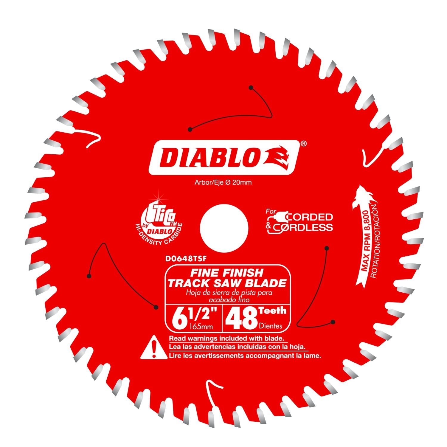 Diablo D0648TSF 6-1/2 in. 48-Teeth Track Saw Blade for Fine Finish