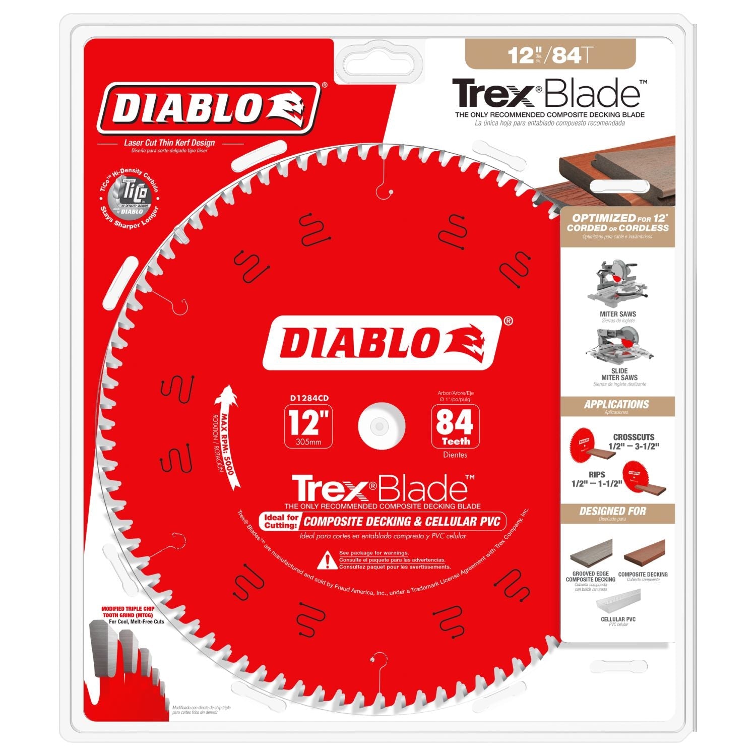 Diablo D1284CD 12 in. x 84-Tooth Composite Material/Plastics