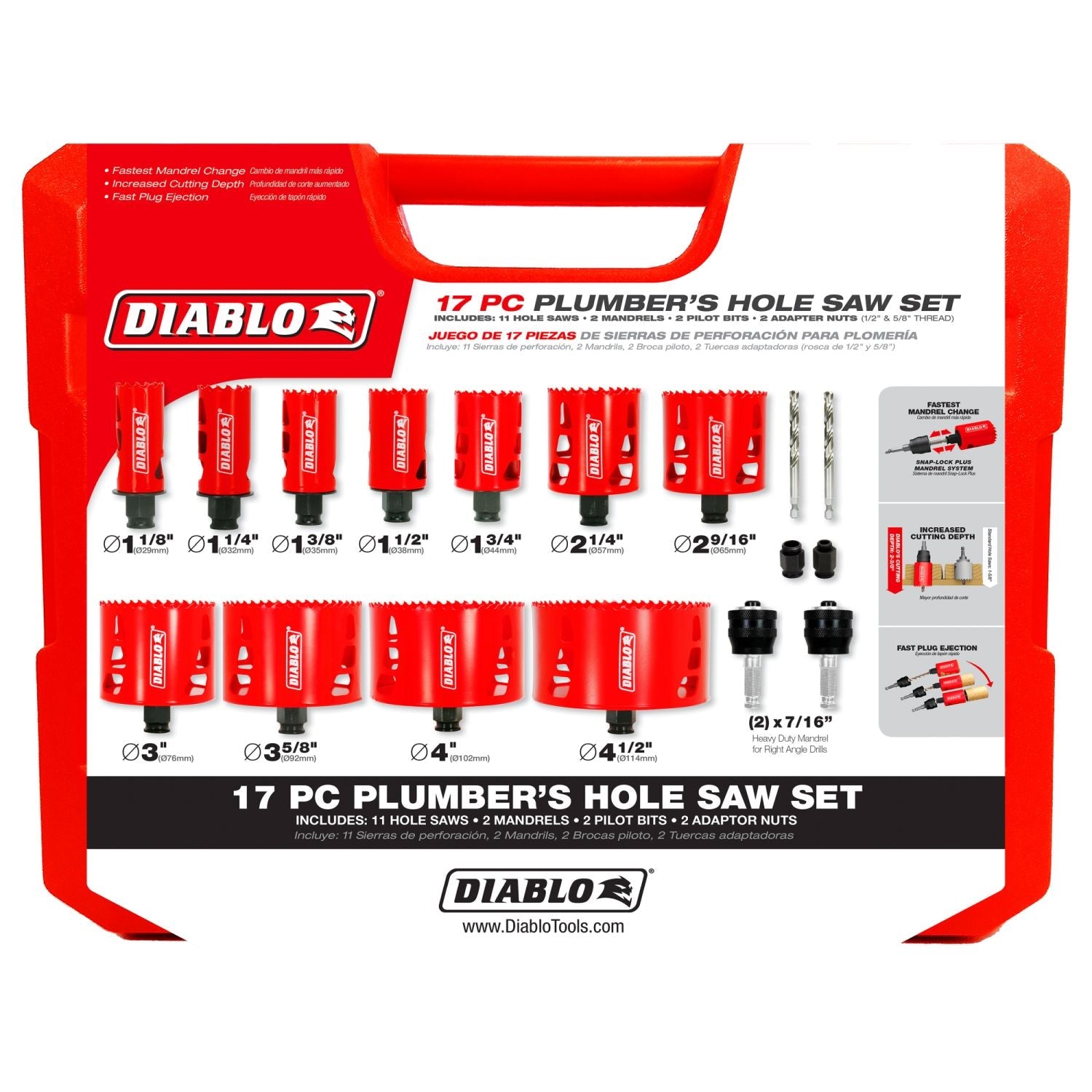 Diablo DHS17SPL 17-Piece Plumber's Bi-Metal Hole Saw Set – Tool Nut