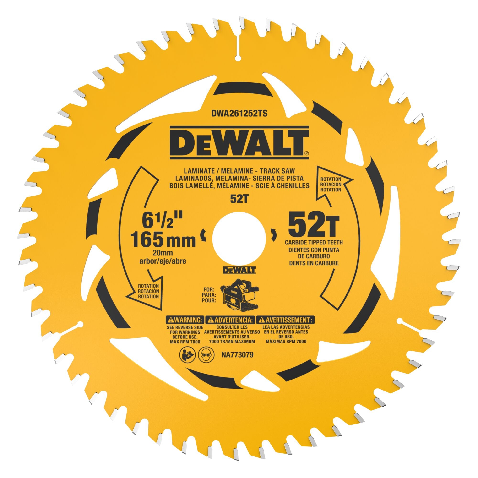DWE Straight-Play 1〜12 DEWALT 6-1/2-in. 52-Tooth Laminate And Melamine Track Saw Blade