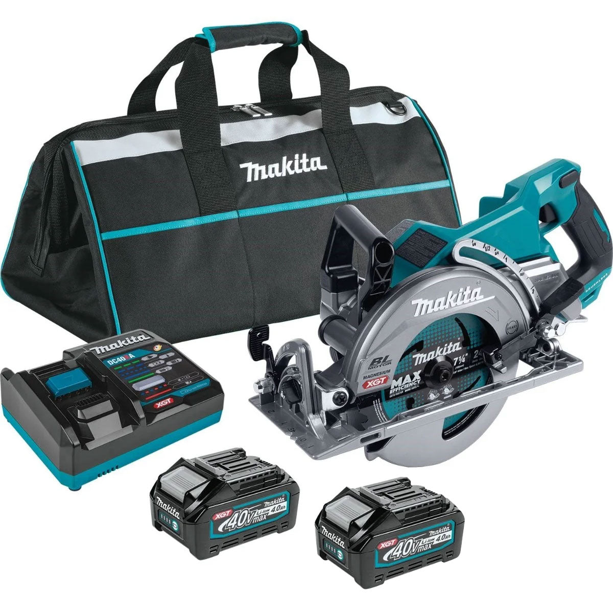 Makita 40V max XGT Brushless Cordless Rear Handle 7-1/4" Circular Saw 4.0Ah Kit w/ 2-Batteries