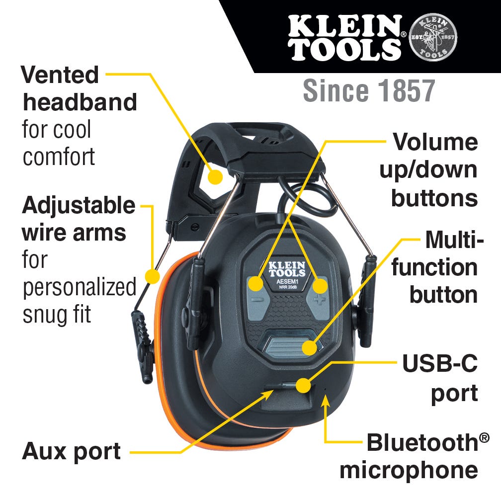 Klein Tools AESEM1 Bluetooth Earmuffs