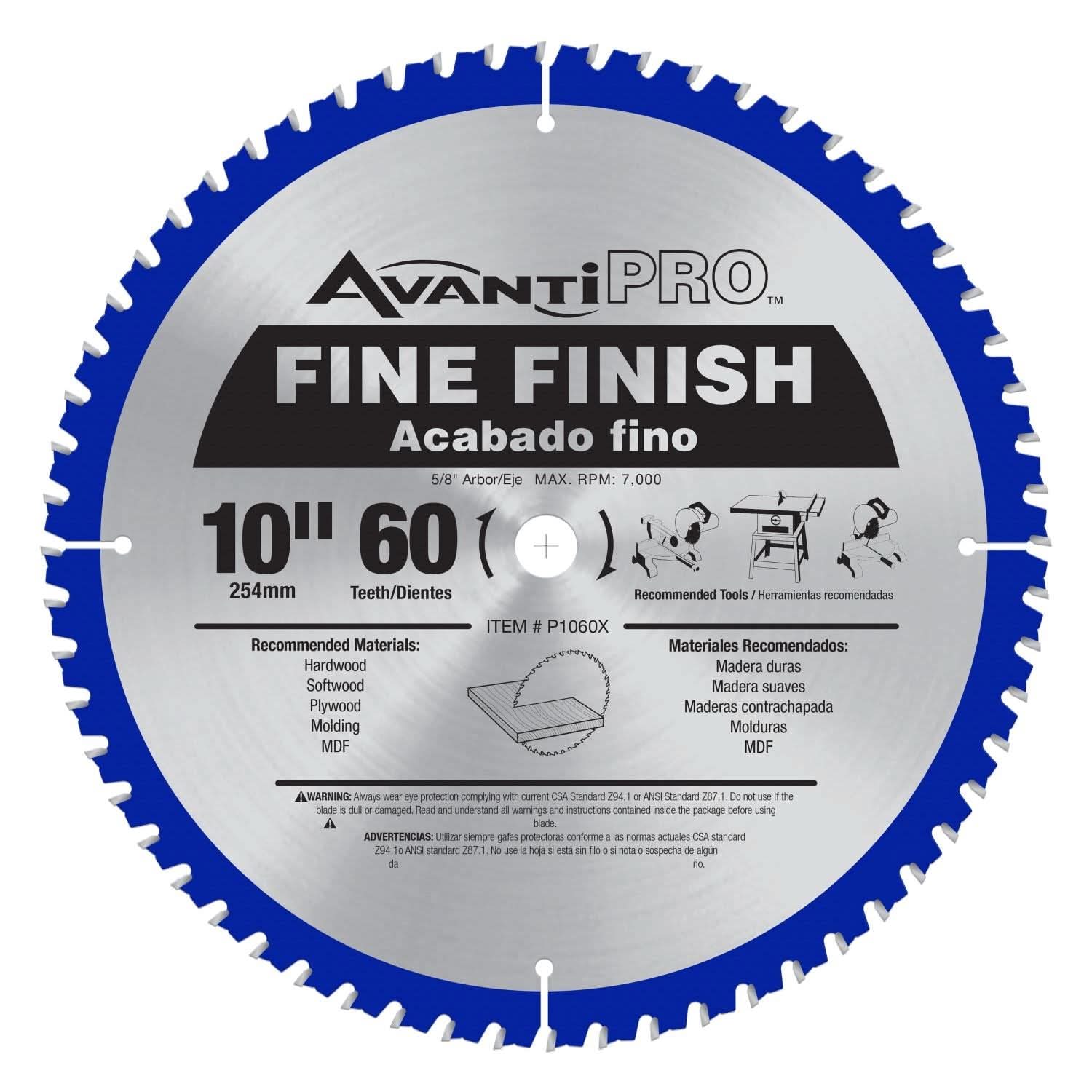 Avanti P1060X PRO 10 in. x 60-Tooth Fine Finish Saw Blade – Tool Nut