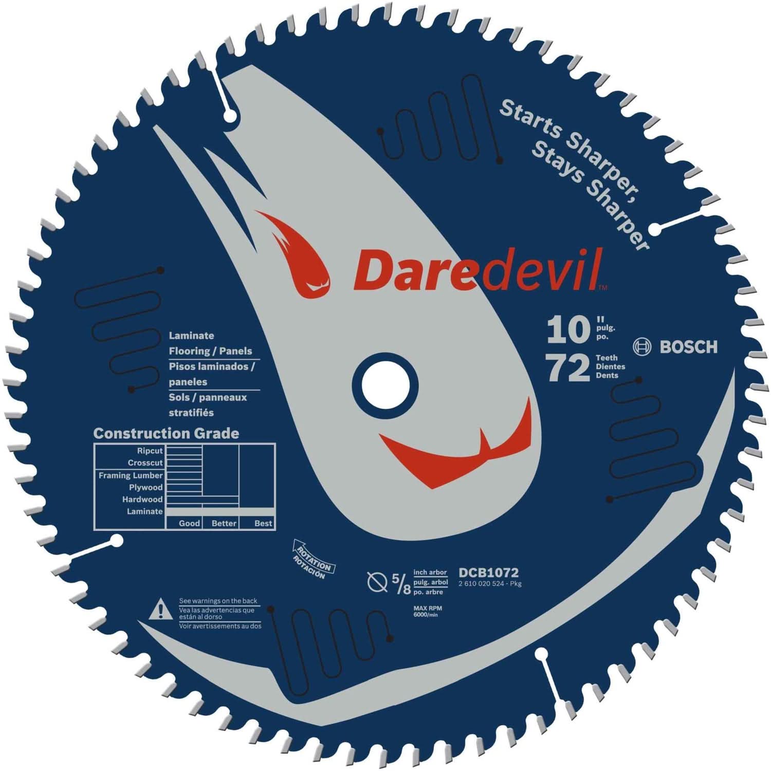 Bosch DCB1072 10-Inch 72 Tooth Edge Circular Saw Blade for Laminate ...